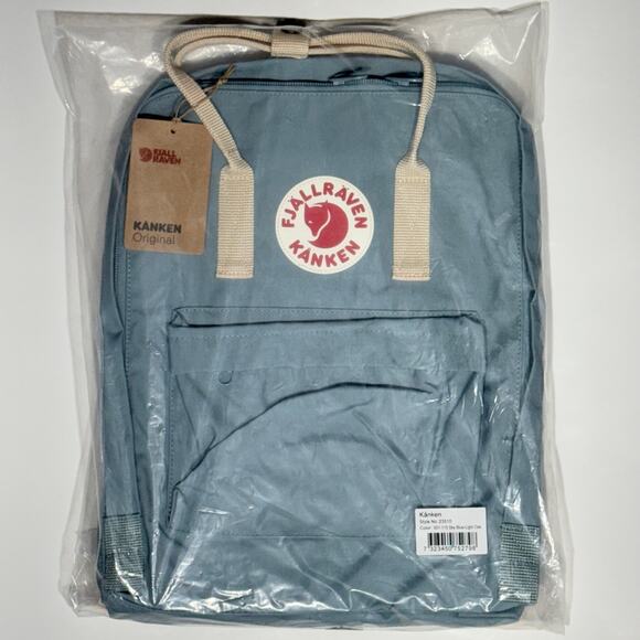 Fjallraven Kanken Original Backpack in color Sky Blue / Light Oak, NWT - Picture 3 of 6